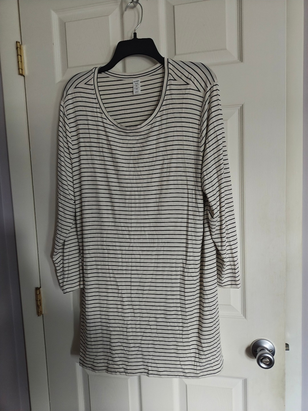 Old Navy Cream and Black Striped Long Sleeve Tee